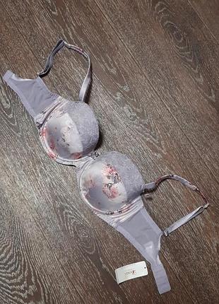 Красивый бюстгалтер в цветах с кружевом р.75 d 34 от boux avenue, косточки, поролон