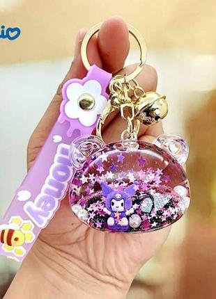 Брелок kuromi sanrio с подвеской и колокольчиком круглая