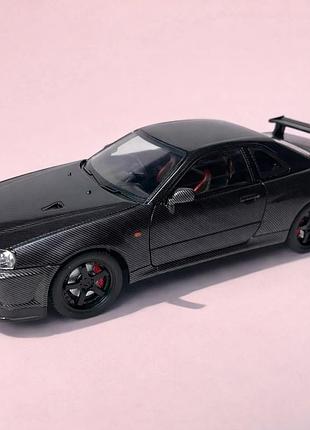 Модель автомобиля nissan skyline gtr 34 1:24 (спортивное купе, карбон)