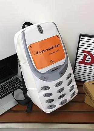 Рюкзак в виде телефона nokia с надписью "if you want me – just call me" белый
