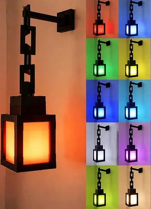 Настенный светильник rgb с пультом, декоративный led фонарь, 16 цветов