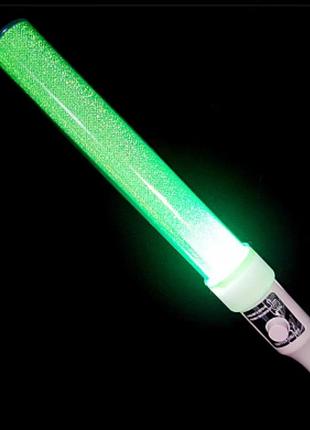 Светящаяся led палочка неоновая, светодиодный жезл с кнопкой, зеленый