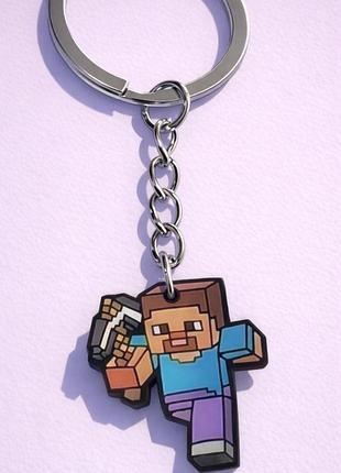 Брелок minecraft резиновый, игровой брелок для ключей и рюкзака