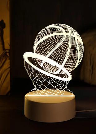 3d led светильник «баскетбольный мяч и кольцо» с usb подсветкой, ночник для комнаты