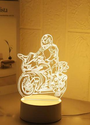3d led светильник ночник «мотоциклист» с эффектом 3d, декоративная лампа мотоцикл для комнаты