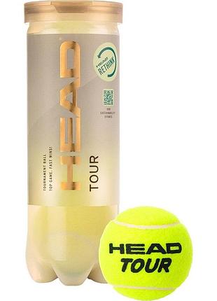 М'ячі для тенісу head tour 3 ball new
