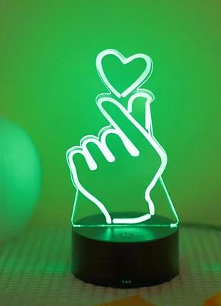 Светодиодный led-ночник «жест любви» с сердцем, декоративная лампа rgb