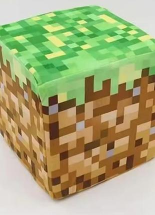 Подушка-куб "блок земли" в стиле minecraft, мягкая декоративная подушка 10 см