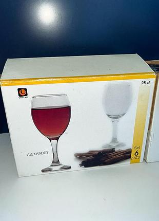Набір келихів для вина скляні uniglass alexander 245 мл х 9 шт.