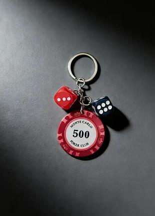 Брелок «poker club 500» с фишкой и кубиками