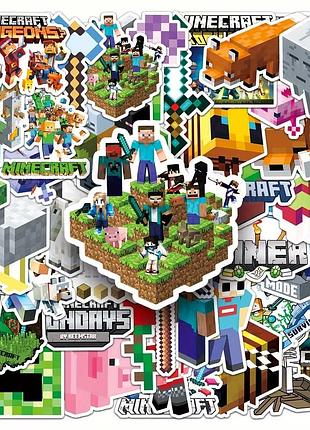 Набор наклеек minecraft (майнкрафт) — стикеры для ноутбука, телефона, тетрадей