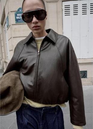 Куртка бомбер еко шкіра zara, розміри s,m
