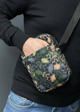 Сумка через плечо барсетка спортивная мужская с черепами