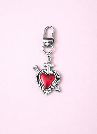 Брелок «готическое сердце» металлический — красное сердце, стиль dark romance 5