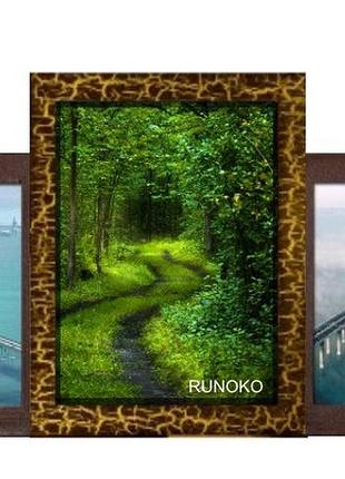 Фотоколлажи 3 фото дерево 42*24 см ( рамка для фотографий коллаж ) фр0006 венге+золотые трещинки