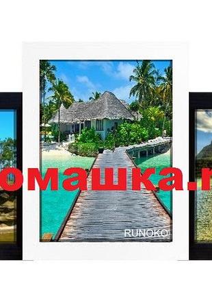 Фотоколажі 3 фото дерево 42*24 см ( рамка для фотографій колаж ) фр0006 чорно-білий