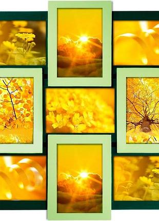 Фотоколаж на стіну 9 фото (дерево) 50*50 см ( рамки для фотографій ) фр0010 зелений