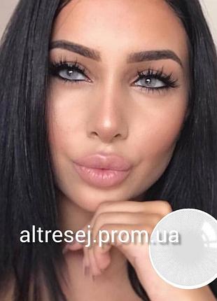 Цветные контактные светло серые линзы fresh lady / meetone ice gray линзы для темных глаз