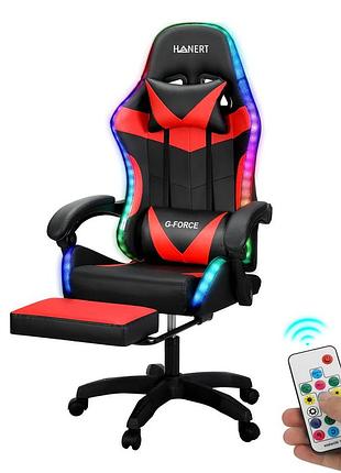 Крісло геймерське з підсвіткою hanert g-force red + rgb
