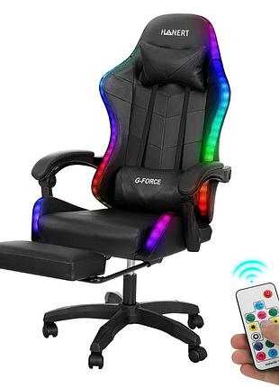Крісло геймерське з підсвіткою hanert g-force black + rgb