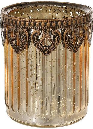 Свечан стеклянный "antique" ø8см, античное золото