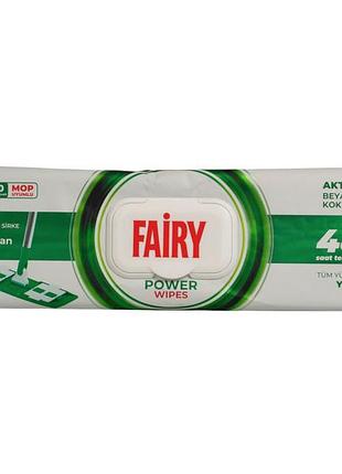Серветки для миття підлоги fairy активний кисень e power wipes, 50 шт.