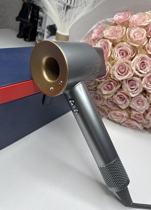 Фен super hair dryer серый с ионизацией и турбо-режимом с кессом на 1 насадку