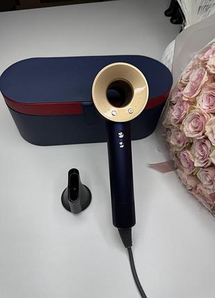 Фен super hair dryer синий с ионизацией и турборежимом с кейсом на 1 насадку