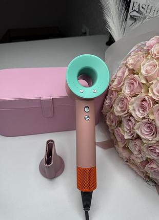 Фен super hair dryer розовый с ионизацией и турборежимом с кейсом на 1 насадку