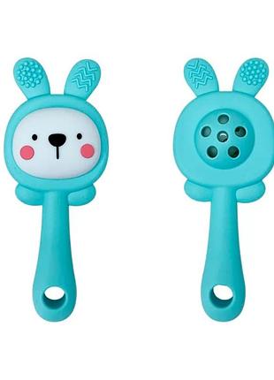 Силиконовый прорезыватель-погремушка "зайка" mgz-0427(turquoise)