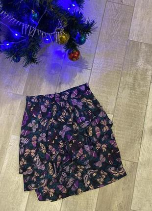 H&m-миленькая юбка с рюшками 🦋юбка миди-мини