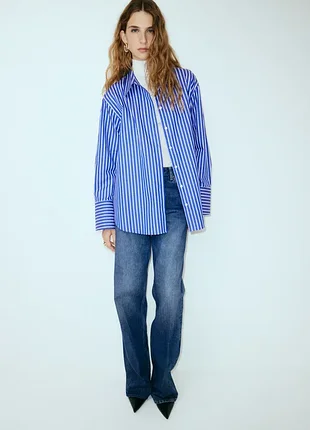 Бомбезная поплина рубашка h&amp;m,p xs