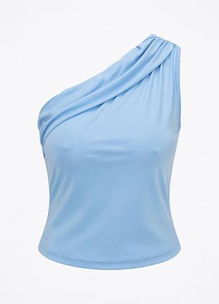 Світло-голубий топ на одне плече 💙