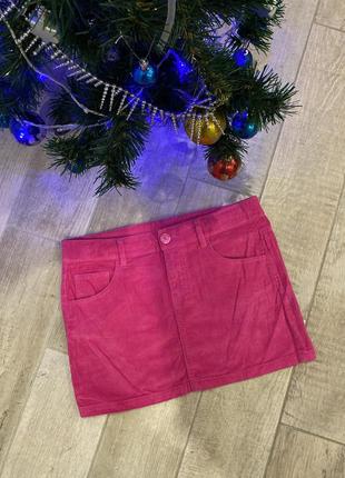 United colors of benetton-вельветовая розовая юбка мини 🌺1 фото
