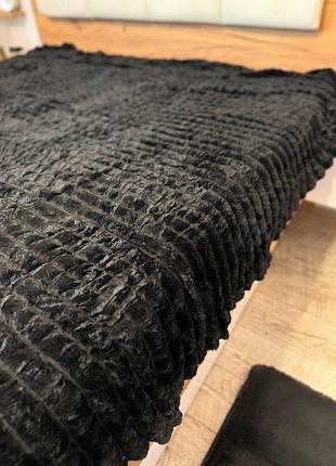 Плед шарпей полуторний комфортний плед шарпей смужка затишний покривало в смужку плед від виробника