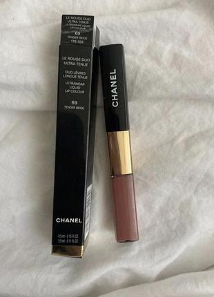 Стійка двостороння рідка помада chanel le rouge duo ultra tenue у відтінку 166 timeless beige