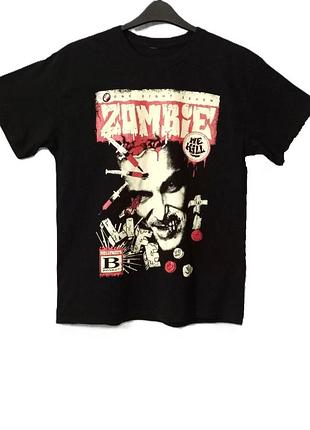 Футболка безшовна зомбі мерч bonez mc пог52см/ р.46-48 /gildan  heavy cotton чорна