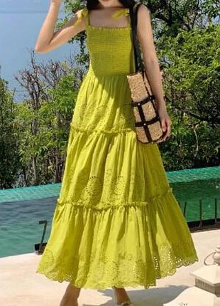 Яскравий салатовий бавовняний сарафан з вишивкою та прошвою zara
🌟🌟🌟🌟🌟🌟🌟🌟🌟🌟🌟🌟🌟