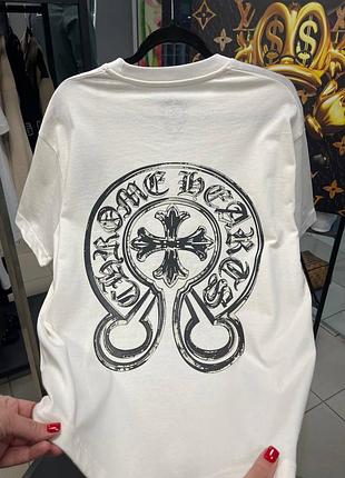 Футболка мужская / женская молочная белая осенняя весенняя летняя chrome hearts