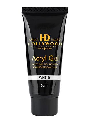 Акригель акрилатик white акрил гель полигель білий hd hollywood 60 гр