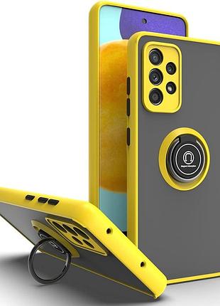 Чохол fiji colorframe для samsung galaxy a52 (a525) матовий бампер з кільцем підставкою yellow