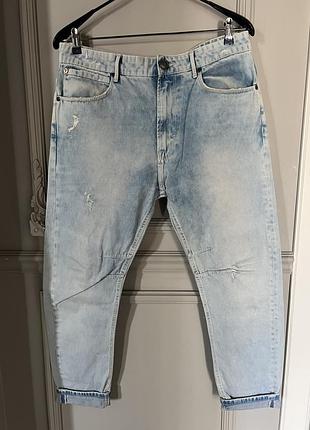 Голубые широкие джинсы zara
