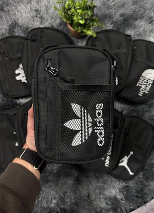 Сумка через плече nike / adidas / puma / the north face чоловіча чорна бананка месенджер кросбоді