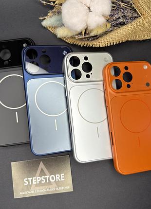 Чехол для iphone 14 pro с magsafe и линзами на камеру стеклянный матовый glass acrylic case