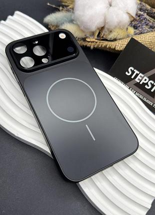 Чохол для iphone 14 pro з magsafe і лінзами на камеру скляний матовий glass acrylic case