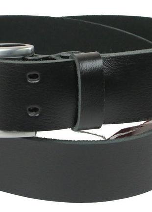 Мужской кожаный ремень под джинсы skipper 1161-45 черный дхш: 131х4,5 см.