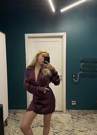 Сатинова фіолетова сукня zara