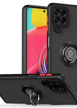 Чехол fiji colorframe для samsung galaxy m53 5g (m536) матовый бампер с кольцом подставкой black-red