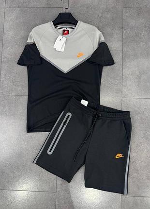 Мужской летний комплект nike tech шорты футболка