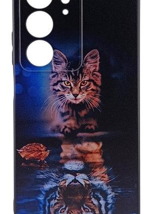 Чохол silicone case print для realme c75 бампер чорний з малюнком кіт тигр